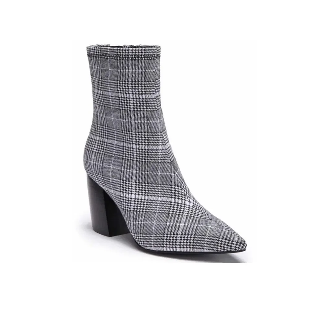 Jeffrey Campbell Sport Plaid Pointed Toe Ankle Boots Gray Size 8